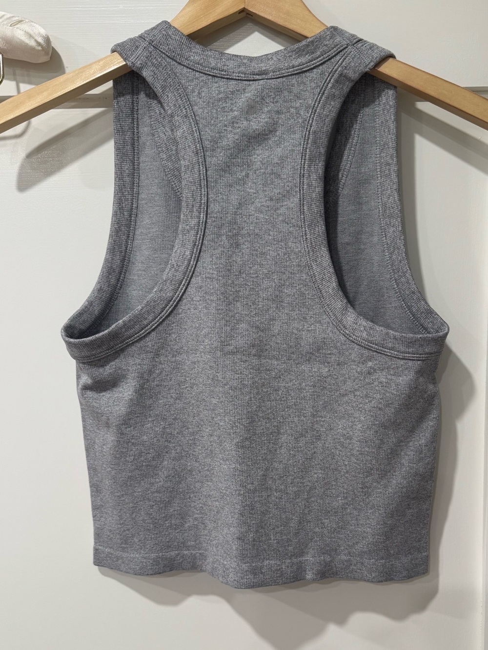 Gray Ribbed Racerback Tank Top - Picture 2 of 4